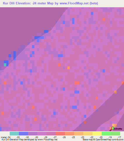 Kur Dili,Azerbaijan Elevation Map