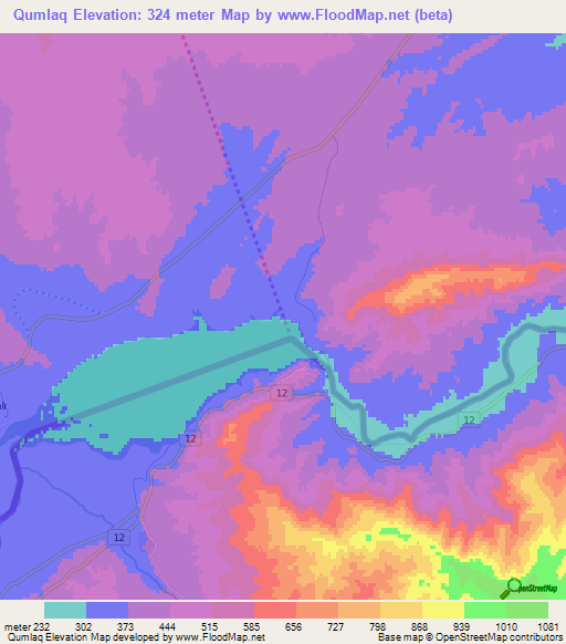 Qumlaq,Azerbaijan Elevation Map