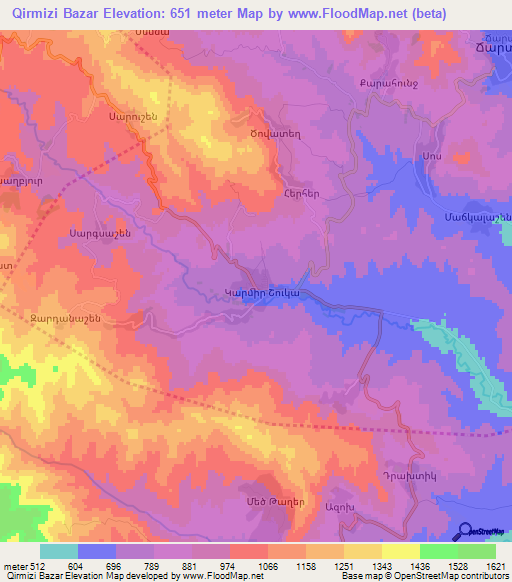 Qirmizi Bazar,Azerbaijan Elevation Map