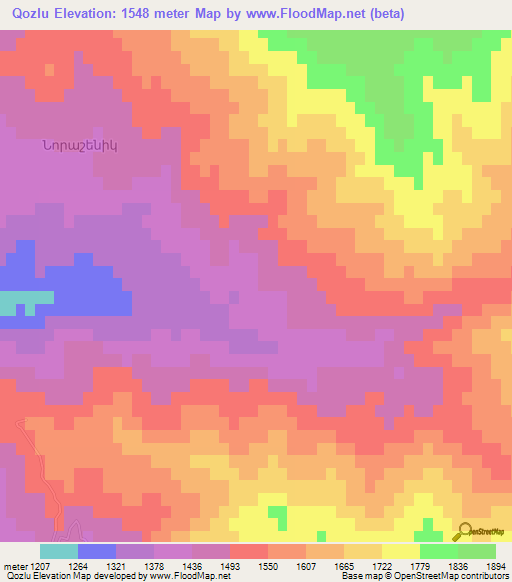 Qozlu,Azerbaijan Elevation Map