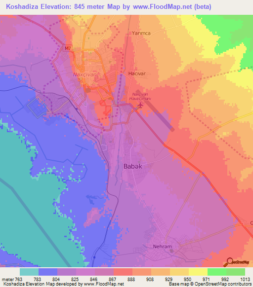 Koshadiza,Azerbaijan Elevation Map