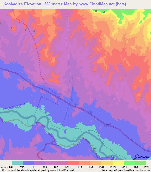 Koshadiza,Azerbaijan Elevation Map