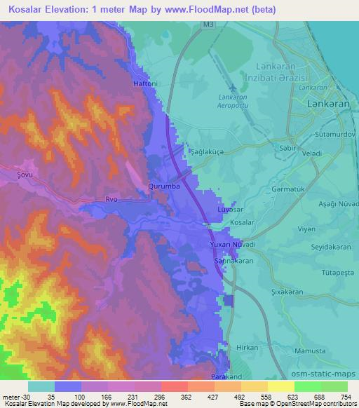 Kosalar,Azerbaijan Elevation Map
