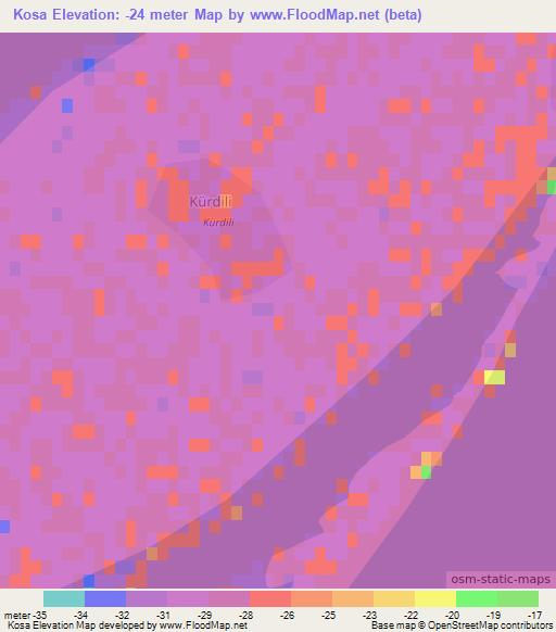 Kosa,Azerbaijan Elevation Map