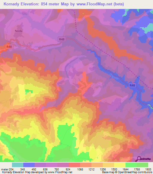 Kornady,Azerbaijan Elevation Map