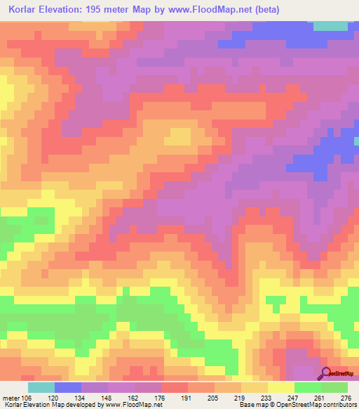 Korlar,Azerbaijan Elevation Map
