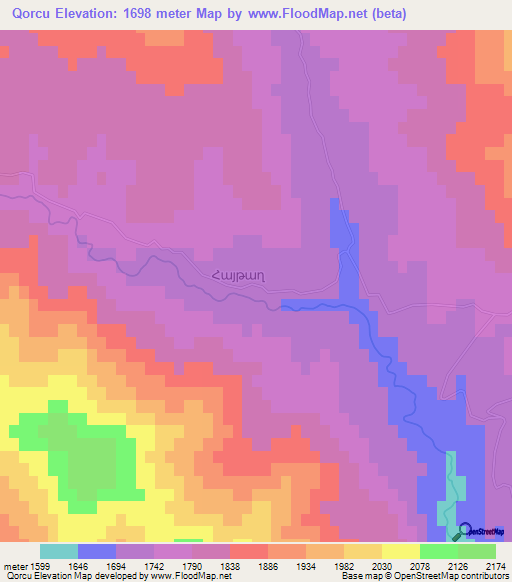 Qorcu,Azerbaijan Elevation Map