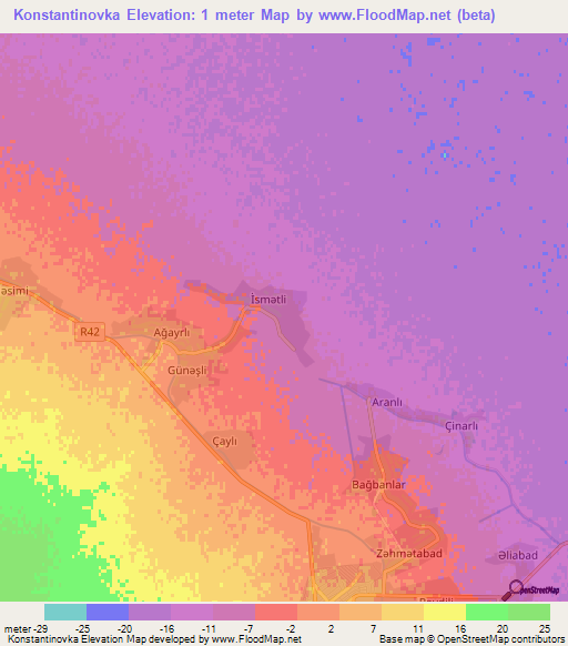 Konstantinovka,Azerbaijan Elevation Map