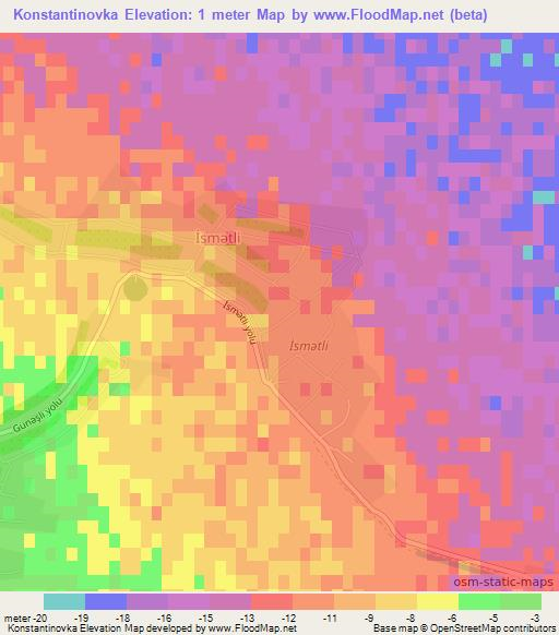 Konstantinovka,Azerbaijan Elevation Map