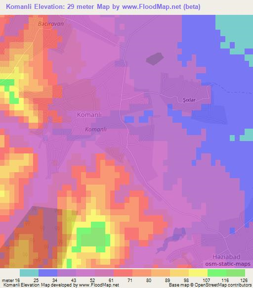 Komanli,Azerbaijan Elevation Map