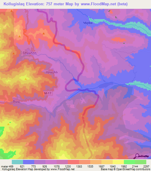 Kollugislaq,Azerbaijan Elevation Map