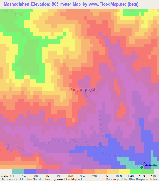 Mashadishen,Azerbaijan Elevation Map