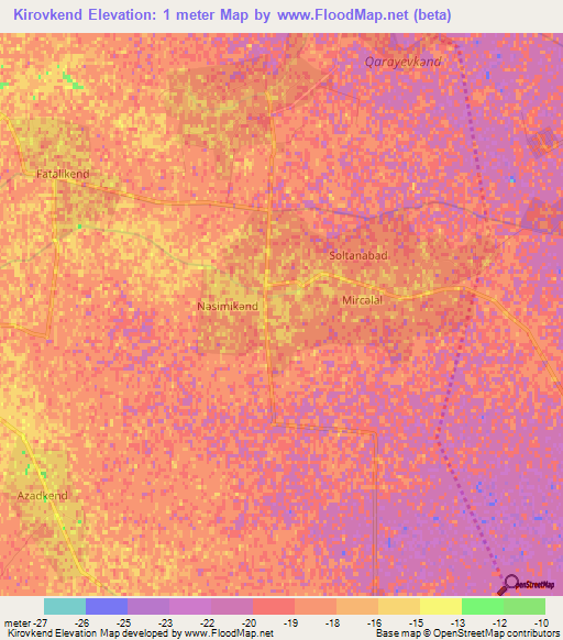 Kirovkend,Azerbaijan Elevation Map