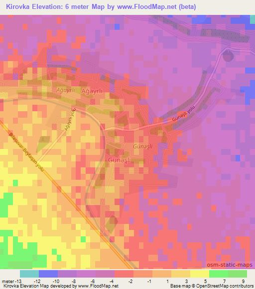 Kirovka,Azerbaijan Elevation Map