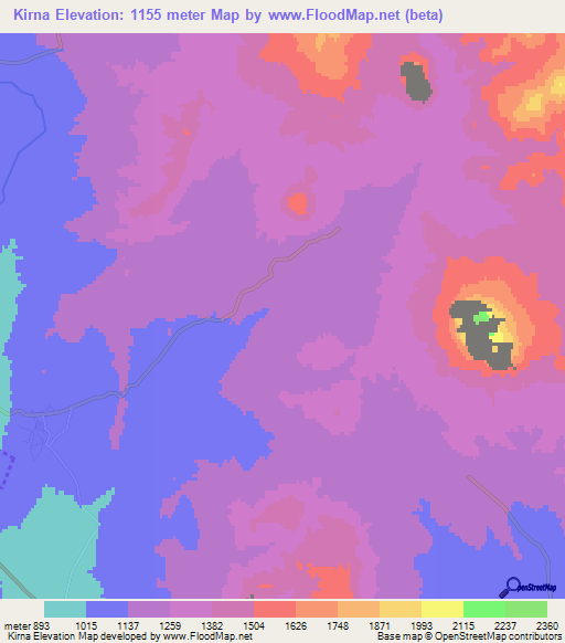 Kirna,Azerbaijan Elevation Map