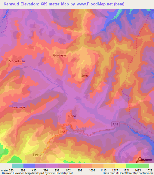 Keravud,Azerbaijan Elevation Map