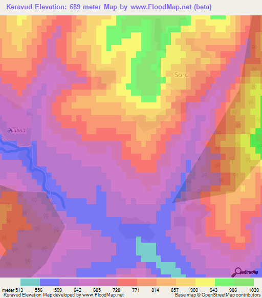 Keravud,Azerbaijan Elevation Map
