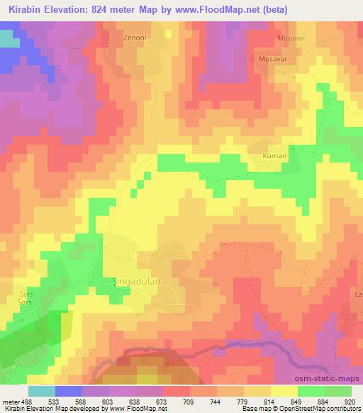 Kirabin,Azerbaijan Elevation Map