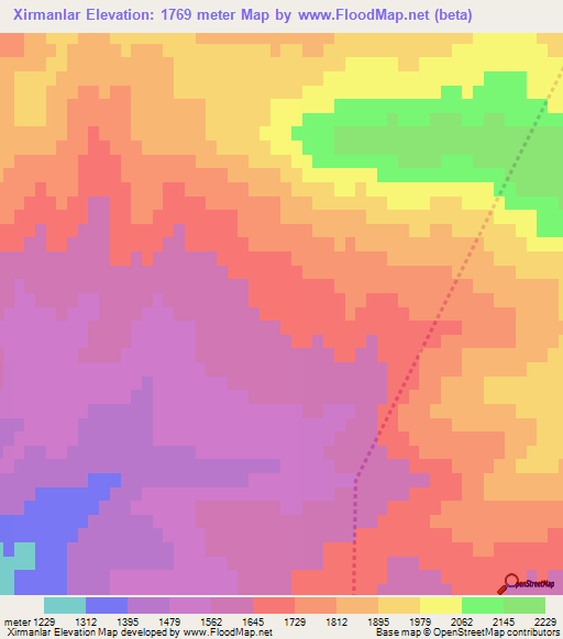 Xirmanlar,Azerbaijan Elevation Map