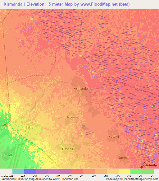 Xirmandali,Azerbaijan Elevation Map