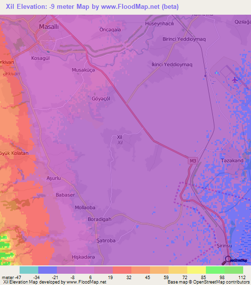Xil,Azerbaijan Elevation Map