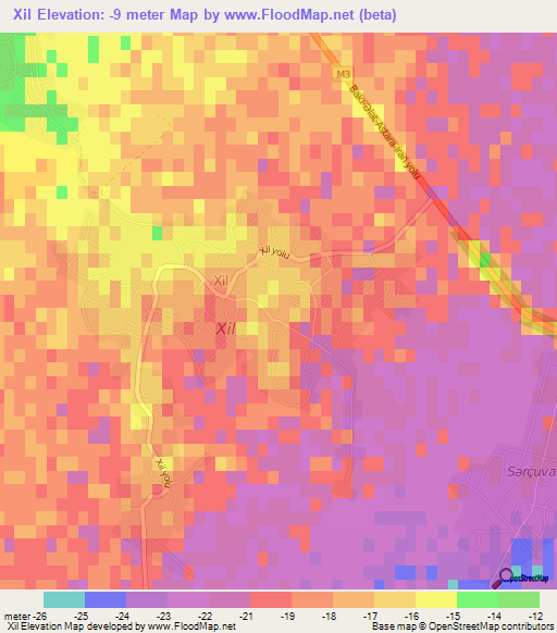 Xil,Azerbaijan Elevation Map