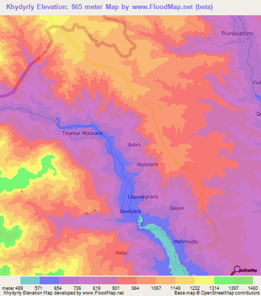 Khydyrly,Azerbaijan Elevation Map