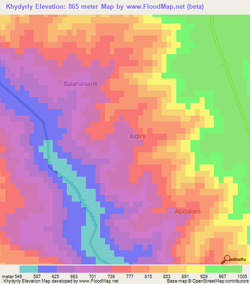 Khydyrly,Azerbaijan Elevation Map