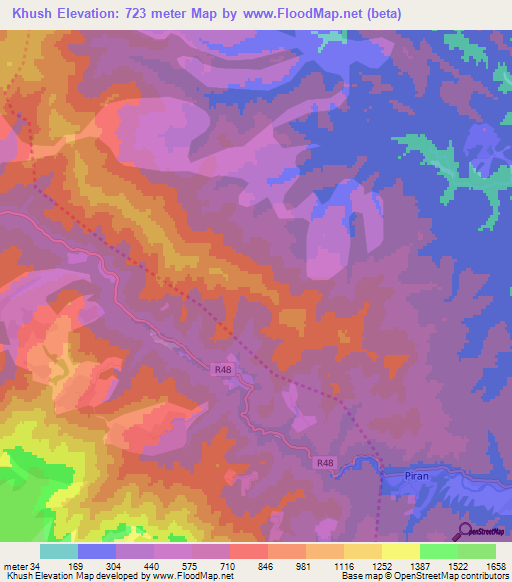 Khush,Azerbaijan Elevation Map