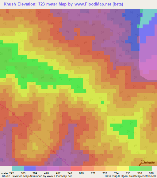 Khush,Azerbaijan Elevation Map