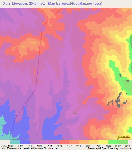 Xurs,Azerbaijan Elevation Map