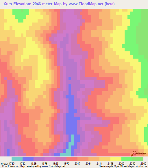 Xurs,Azerbaijan Elevation Map