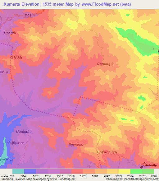 Xumarta,Azerbaijan Elevation Map