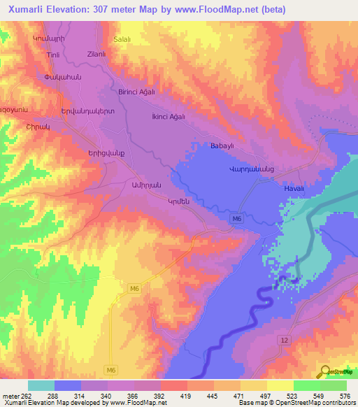 Xumarli,Azerbaijan Elevation Map