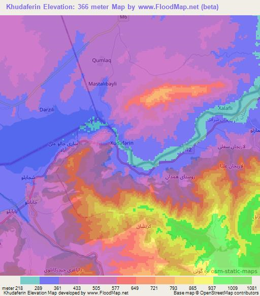 Khudaferin,Azerbaijan Elevation Map