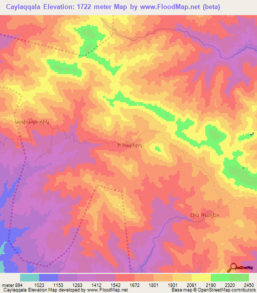 Caylaqqala,Azerbaijan Elevation Map