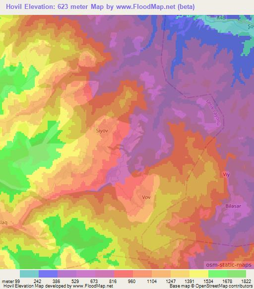 Hovil,Azerbaijan Elevation Map