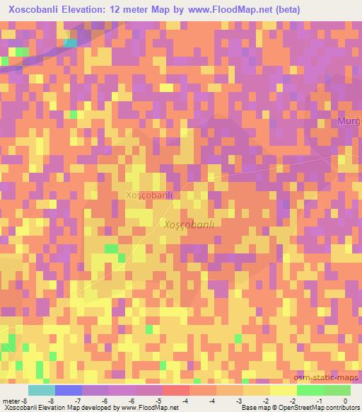 Xoscobanli,Azerbaijan Elevation Map