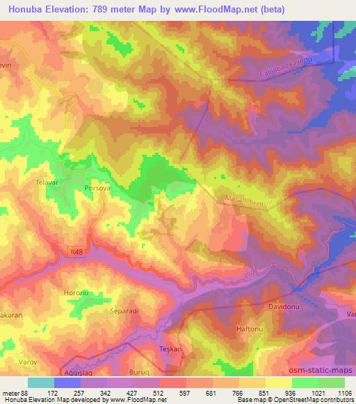 Honuba,Azerbaijan Elevation Map