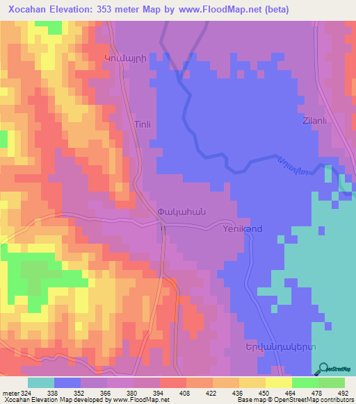 Xocahan,Azerbaijan Elevation Map