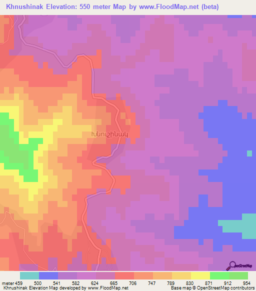 Khnushinak,Azerbaijan Elevation Map