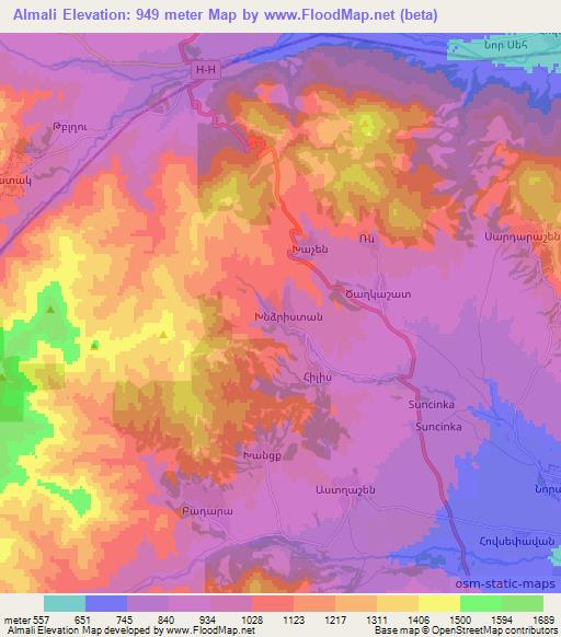 Almali,Azerbaijan Elevation Map