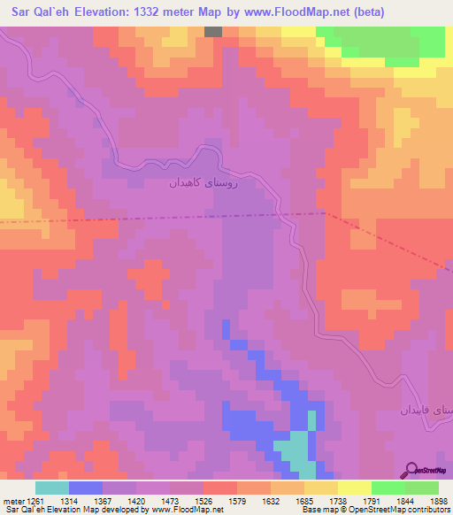 Sar Qal`eh,Iran Elevation Map