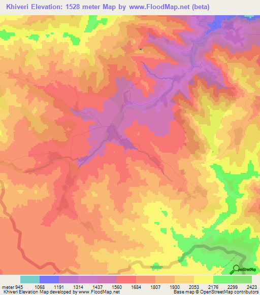 Khiveri,Azerbaijan Elevation Map