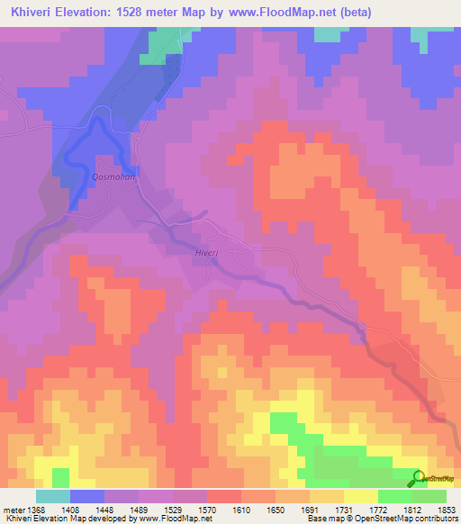 Khiveri,Azerbaijan Elevation Map