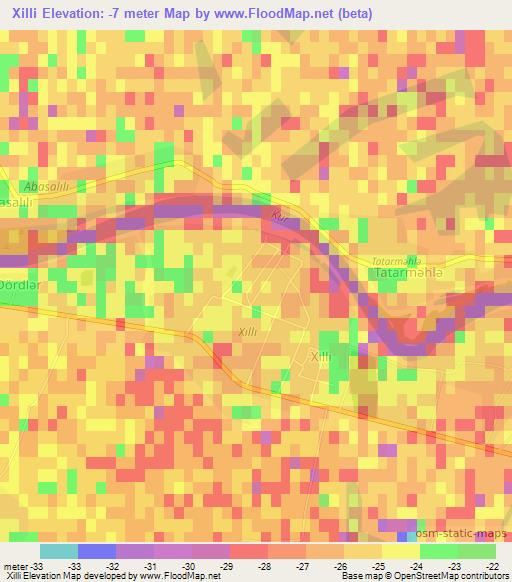 Xilli,Azerbaijan Elevation Map