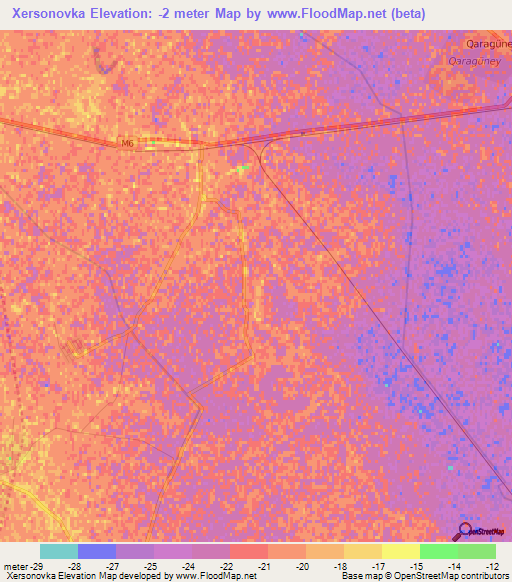 Xersonovka,Azerbaijan Elevation Map