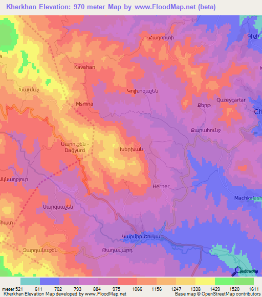 Kherkhan,Azerbaijan Elevation Map