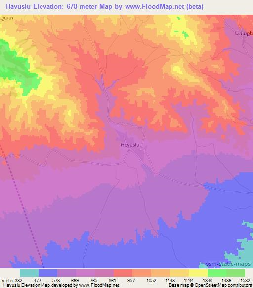 Havuslu,Azerbaijan Elevation Map