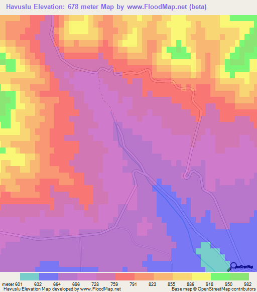 Havuslu,Azerbaijan Elevation Map